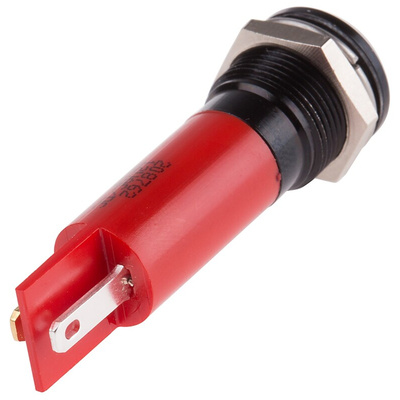 RS PRO Red Panel Mount Indicator, 12mm Mounting Hole Size, Solder Tab Termination, IP67