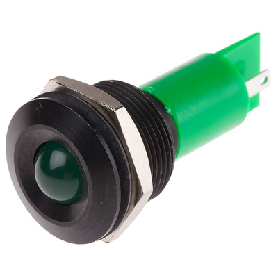 RS PRO Green Panel Mount Indicator, 115 V dc, 230V ac, 19mm Mounting Hole Size