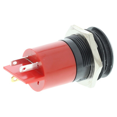 RS PRO Red Panel Mount Indicator, 22mm Mounting Hole Size, Solder Tab Termination