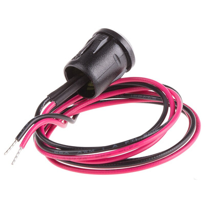 RS PRO Yellow Panel Mount Indicator, 2V dc, 12mm Mounting Hole Size, Lead Wires Termination