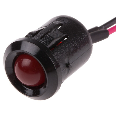RS PRO Red Flashing LED Panel Mount Indicator, 24V dc, 12mm Mounting Hole Size, Lead Wires Termination