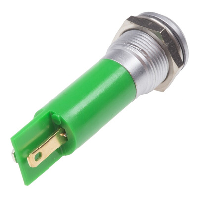 RS PRO Green Panel Mount Indicator, 230V ac, 12mm Mounting Hole Size, IP67