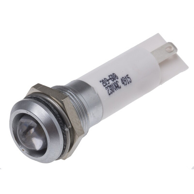 RS PRO White Panel Mount Indicator, 230V ac, 12mm Mounting Hole Size, IP67