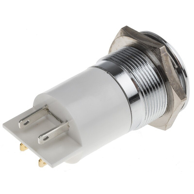 RS PRO White Panel Mount Indicator, 12V, 22mm Mounting Hole Size, Solder Tab Termination