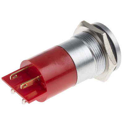 RS PRO Red Panel Mount Indicator, 22mm Mounting Hole Size, Solder Tab Termination