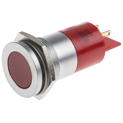 RS PRO Red Panel Mount Indicator, 22mm Mounting Hole Size, Solder Tab Termination