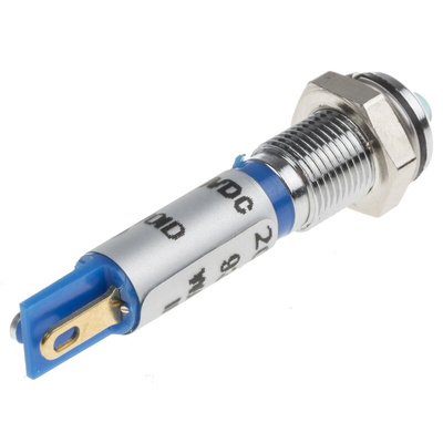 RS PRO Blue Panel Mount Indicator, 24V dc, 6mm Mounting Hole Size, Solder Tab Termination