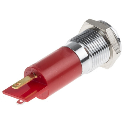 RS PRO Red Flashing LED Panel Mount Indicator, 12V dc, 14mm Mounting Hole Size, Solder Tab Termination