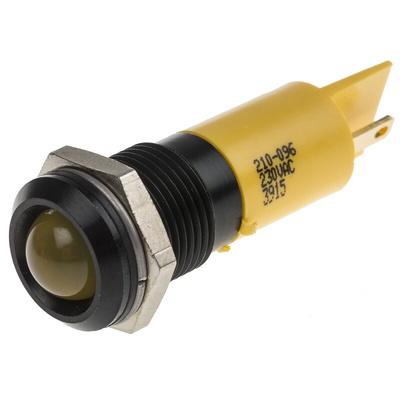 RS PRO Yellow Panel Mount Indicator, 230V ac, 14mm Mounting Hole Size, IP67