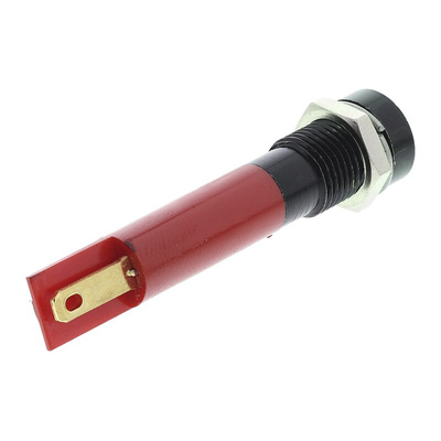 RS PRO Red Flashing LED Panel Mount Indicator, 12V dc, 8mm Mounting Hole Size, Solder Tab Termination