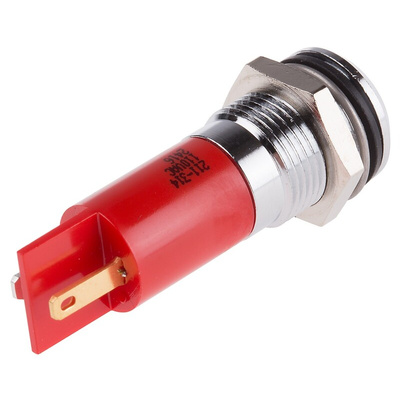 RS PRO Red Panel Mount Indicator, 110V ac, 14.5mm Mounting Hole Size, Solder Tab Termination, IP40