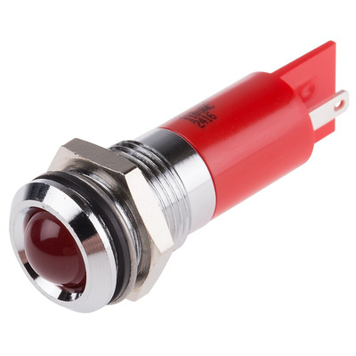 RS PRO Red Panel Mount Indicator, 110V ac, 14.5mm Mounting Hole Size, Solder Tab Termination, IP40