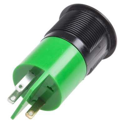 RS PRO Green Panel Mount Indicator, 22mm Mounting Hole Size, Solder Tab Termination