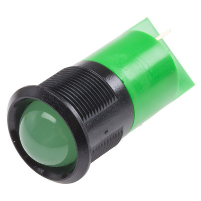 RS PRO Green Panel Mount Indicator, 22mm Mounting Hole Size, Solder Tab Termination