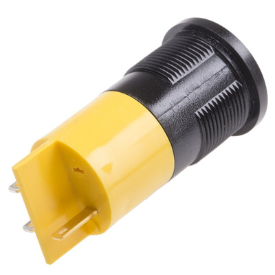 RS PRO Yellow Panel Mount Indicator, 24V ac/dc, 22mm Mounting Hole Size, Solder Tab Termination