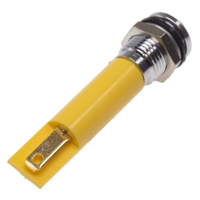 RS PRO Yellow Panel Mount Indicator, 8mm Mounting Hole Size, Solder Tab Termination, IP67