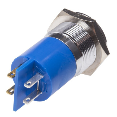 RS PRO Blue Panel Mount Indicator, 22mm Mounting Hole Size, Solder Tab Termination