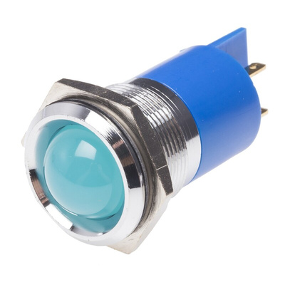 RS PRO Blue Panel Mount Indicator, 22mm Mounting Hole Size, Solder Tab Termination