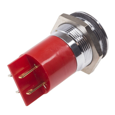 RS PRO Red Panel Mount Indicator, 12V, 22mm Mounting Hole Size, Solder Tab Termination