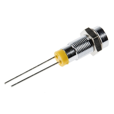 RS PRO Yellow Panel Mount Indicator, 2V dc, 6mm Mounting Hole Size, Lead Pin Termination