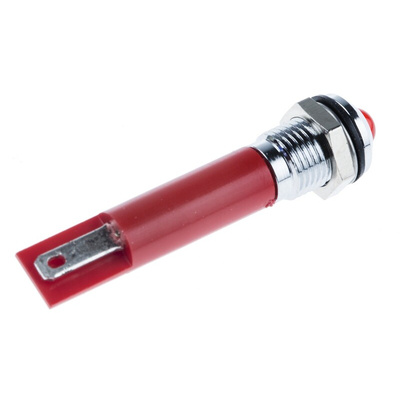 RS PRO Red Panel Mount Indicator, 8mm Mounting Hole Size, Solder Tab Termination, IP67