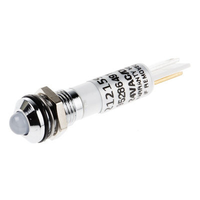 RS PRO White Panel Mount Indicator, 8mm Mounting Hole Size, Solder Tab Termination, IP67