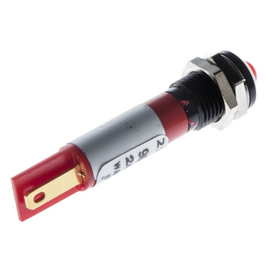 RS PRO Red Panel Mount Indicator, 8mm Mounting Hole Size, Solder Tab Termination, IP67