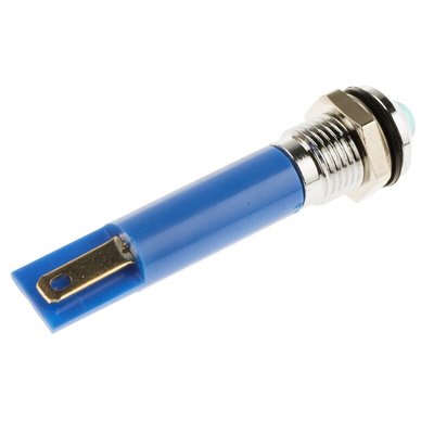 RS PRO Blue Panel Mount Indicator, 8mm Mounting Hole Size, Solder Tab Termination, IP67