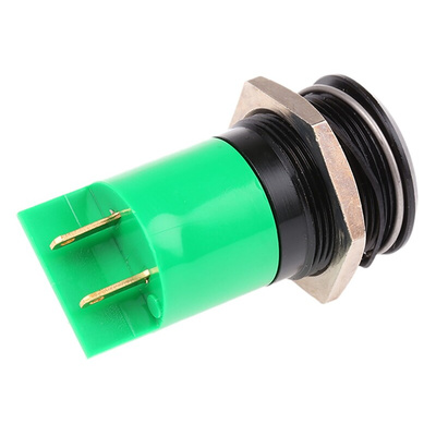 RS PRO Green Panel Mount Indicator, 22mm Mounting Hole Size, Solder Tab Termination