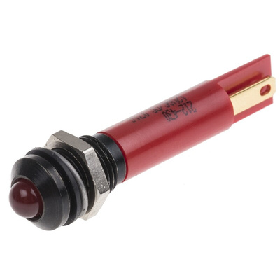 RS PRO Red Panel Mount Indicator, 12V, 8mm Mounting Hole Size, Solder Tab Termination, IP67
