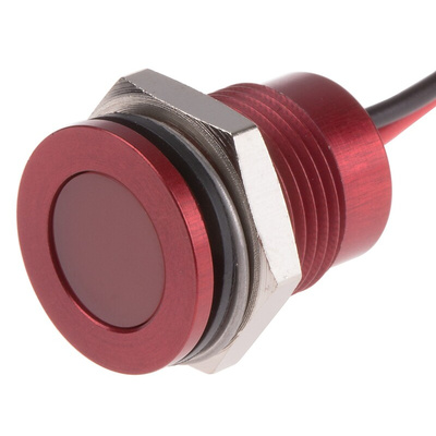 RS PRO Red Panel Mount Indicator, 12V dc, 14mm Mounting Hole Size, Lead Wires Termination, IP67