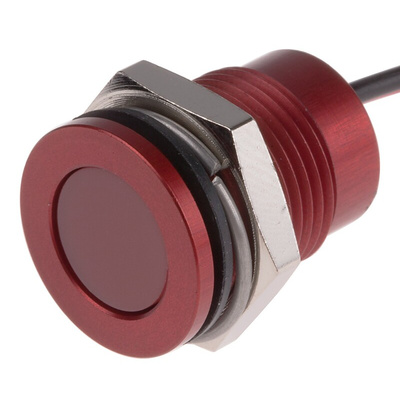 RS PRO Red Panel Mount Indicator, 24V dc, 14mm Mounting Hole Size, Lead Wires Termination, IP67