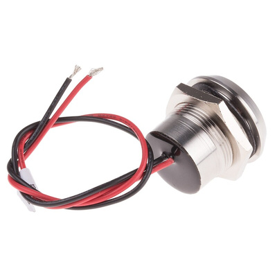 RS PRO Green Panel Mount Indicator, 28V dc, 22mm Mounting Hole Size, Lead Wires Termination, IP67