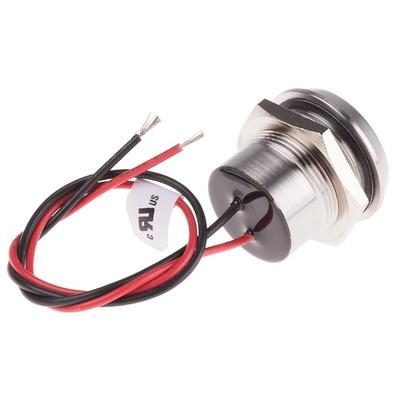 RS PRO Blue Panel Mount Indicator, 24V dc, 22mm Mounting Hole Size, Lead Wires Termination, IP67