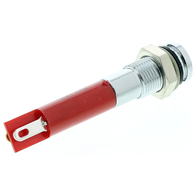 RS PRO Red Panel Mount Indicator, 24V dc, 6mm Mounting Hole Size, Solder Tab Termination, IP67