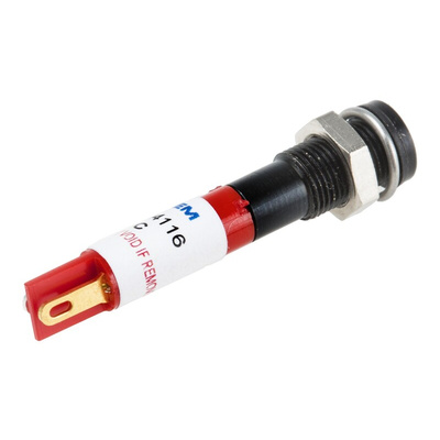 RS PRO Red Panel Mount Indicator, 24V dc, 6mm Mounting Hole Size, Solder Tab Termination, IP67