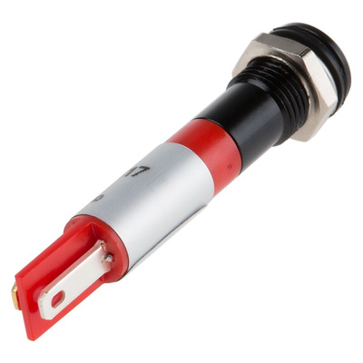 RS PRO Red Panel Mount Indicator, 12V dc, 8mm Mounting Hole Size, Solder Tab Termination, IP67