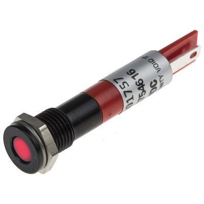 RS PRO Red Panel Mount Indicator, 24V dc, 8mm Mounting Hole Size, Solder Tab Termination, IP67