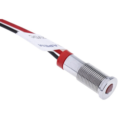 RS PRO Red Panel Mount Indicator, 2V dc, 6mm Mounting Hole Size, Lead Wires Termination, IP67