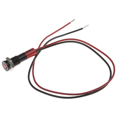 RS PRO Red Panel Mount Indicator, 24V dc, 6mm Mounting Hole Size, Lead Wires Termination, IP67