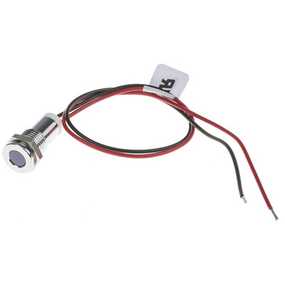 RS PRO White Panel Mount Indicator, 2V dc, 8mm Mounting Hole Size, Lead Wires Termination, IP67