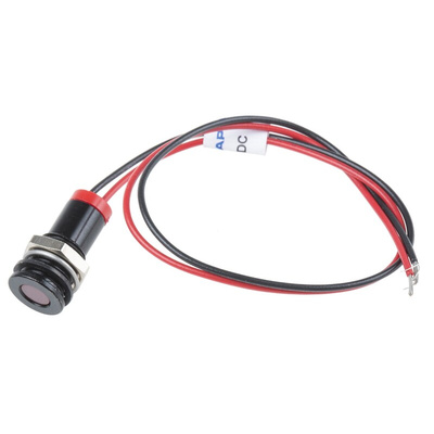 RS PRO Red Panel Mount Indicator, 2V dc, 8mm Mounting Hole Size, Lead Wires Termination, IP67