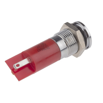 RS PRO Red Panel Mount Indicator, 220V ac, 14mm Mounting Hole Size, Solder Tab Termination, IP67