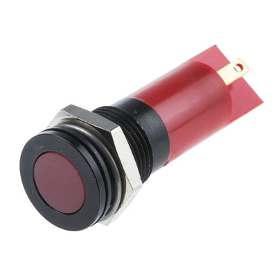 RS PRO Red Panel Mount Indicator, 12V dc, 14mm Mounting Hole Size, Solder Tab Termination, IP67