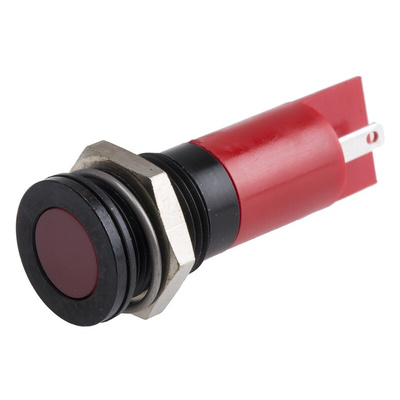 RS PRO Red Panel Mount Indicator, 24V dc, 14mm Mounting Hole Size, Solder Tab Termination, IP67