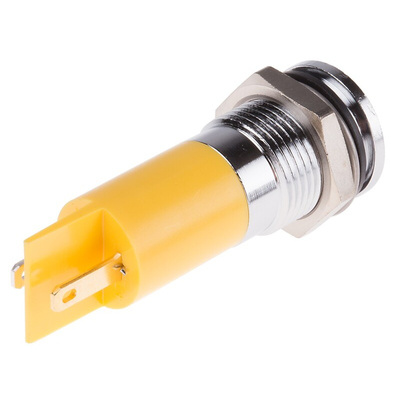 RS PRO Yellow Panel Mount Indicator, 24V dc, 14mm Mounting Hole Size, Lead Wires Termination, IP67