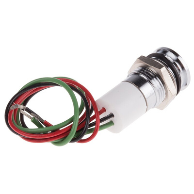RS PRO Panel Mount Indicator, 12V dc, 14mm Mounting Hole Size, Lead Wires Termination, IP67