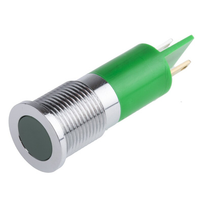 RS PRO Green Panel Mount Indicator, 6 → 36V dc, 14mm Mounting Hole Size, Solder Tab Termination, IP67
