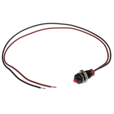 RS PRO Red Panel Mount Indicator, 2V dc, 6mm Mounting Hole Size, Lead Wires Termination, IP67