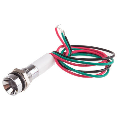 RS PRO Panel Mount Indicator, 12V dc, 8mm Mounting Hole Size, Lead Wires Termination, IP67